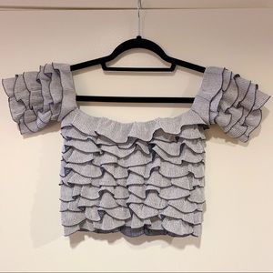 Club Monaco Ruffle Crop Top XS